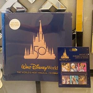 NEW Walt Disney World 50th Anniversary Photo Album and Magnet Set Bundle